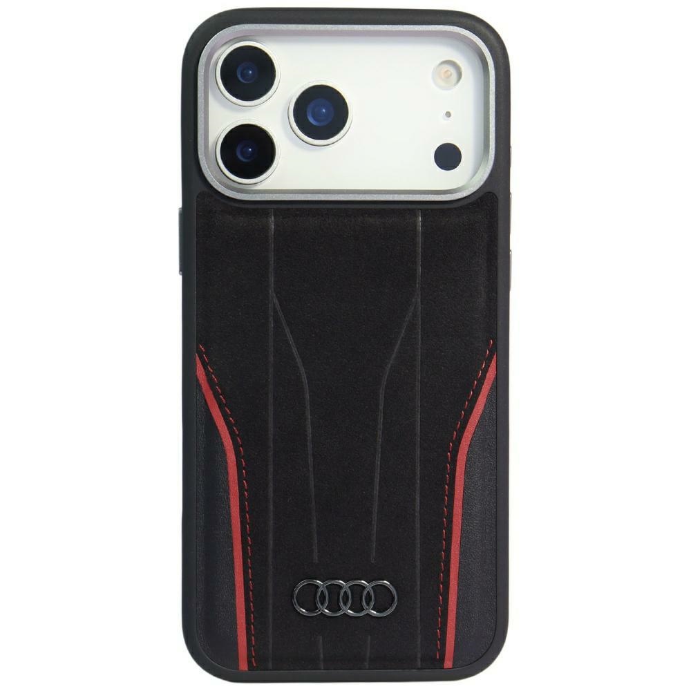 Audi R8 aitonahkainen MagSafe-suojakuori iPhone 17 Pro Max - musta ja punainen