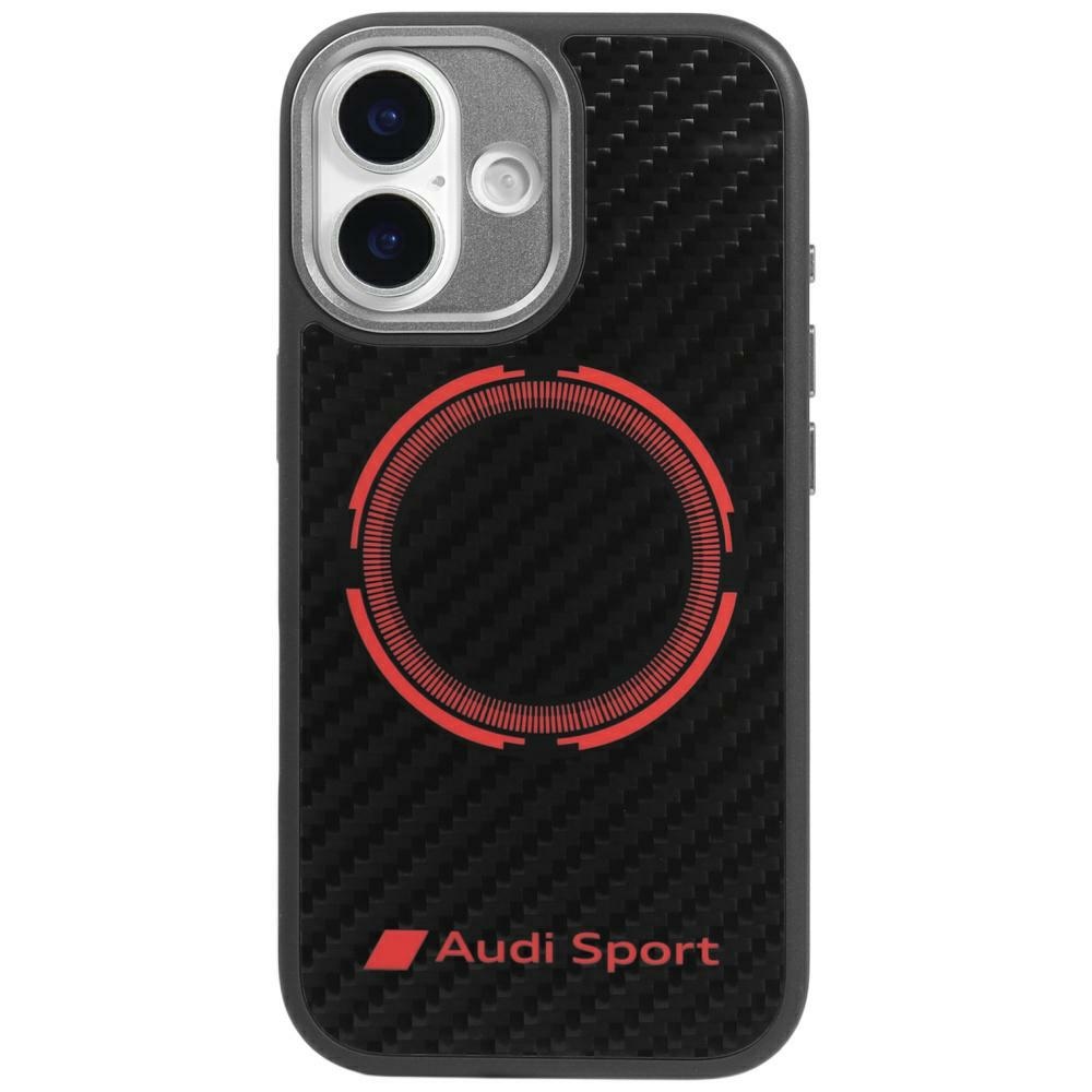 Audi RSQ Carbon Fiber Sport Red Circle MagSafe -suojakuori iPhone 17 - musta