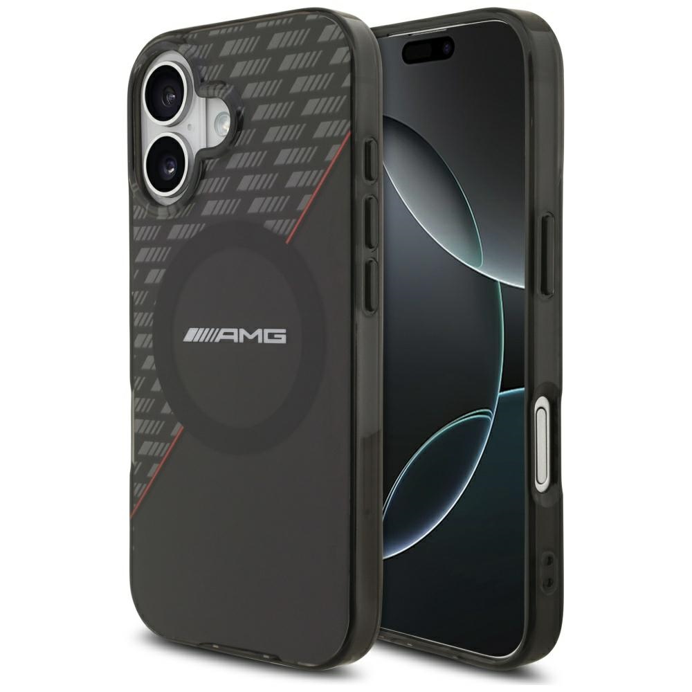 AMG Double Layer Transparent Rhombs MagSafe -suojakuori iPhone 17 - musta ja punainen