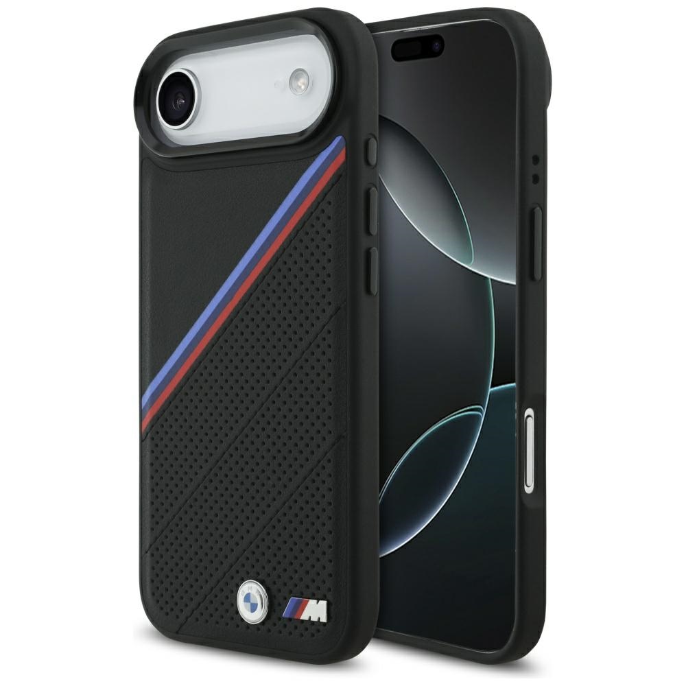 BMW M Tricolor Metal Logo MagSafe Suojakuori iPhone 17 Air:lle - Musta