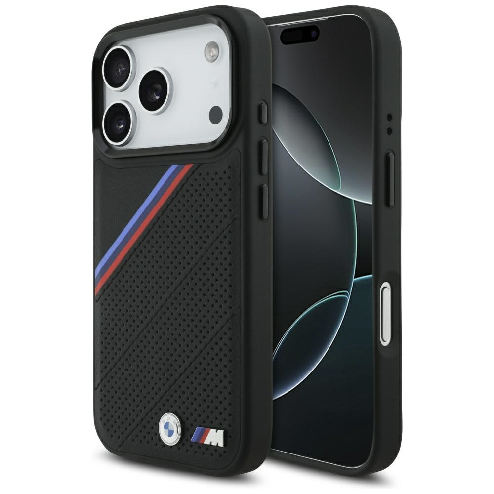 BMW M Tricolor Metal Logo MagSafe Suojakuori iPhone 17 Pro:lle - Musta