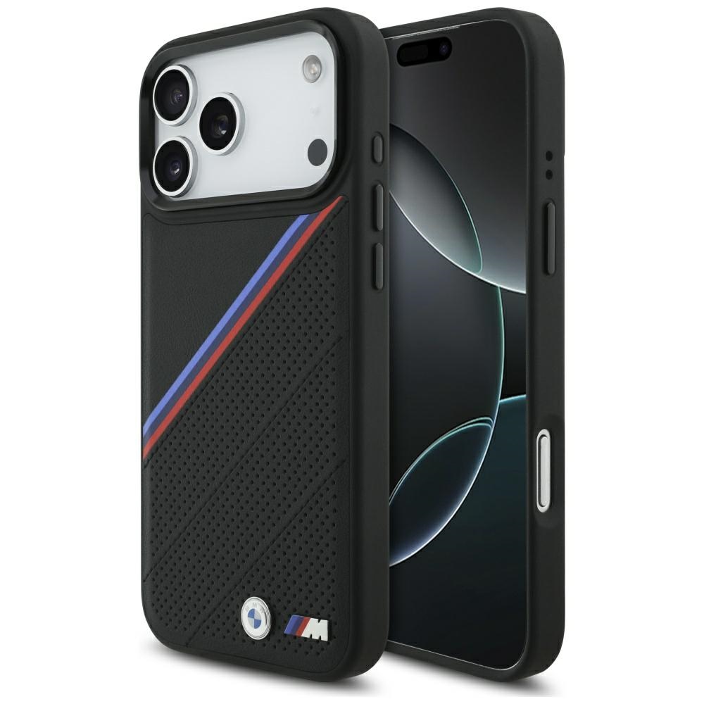 BMW M Tricolor Metal Logo MagSafe Suojakuori iPhone 17 Pro Max:lle - Musta
