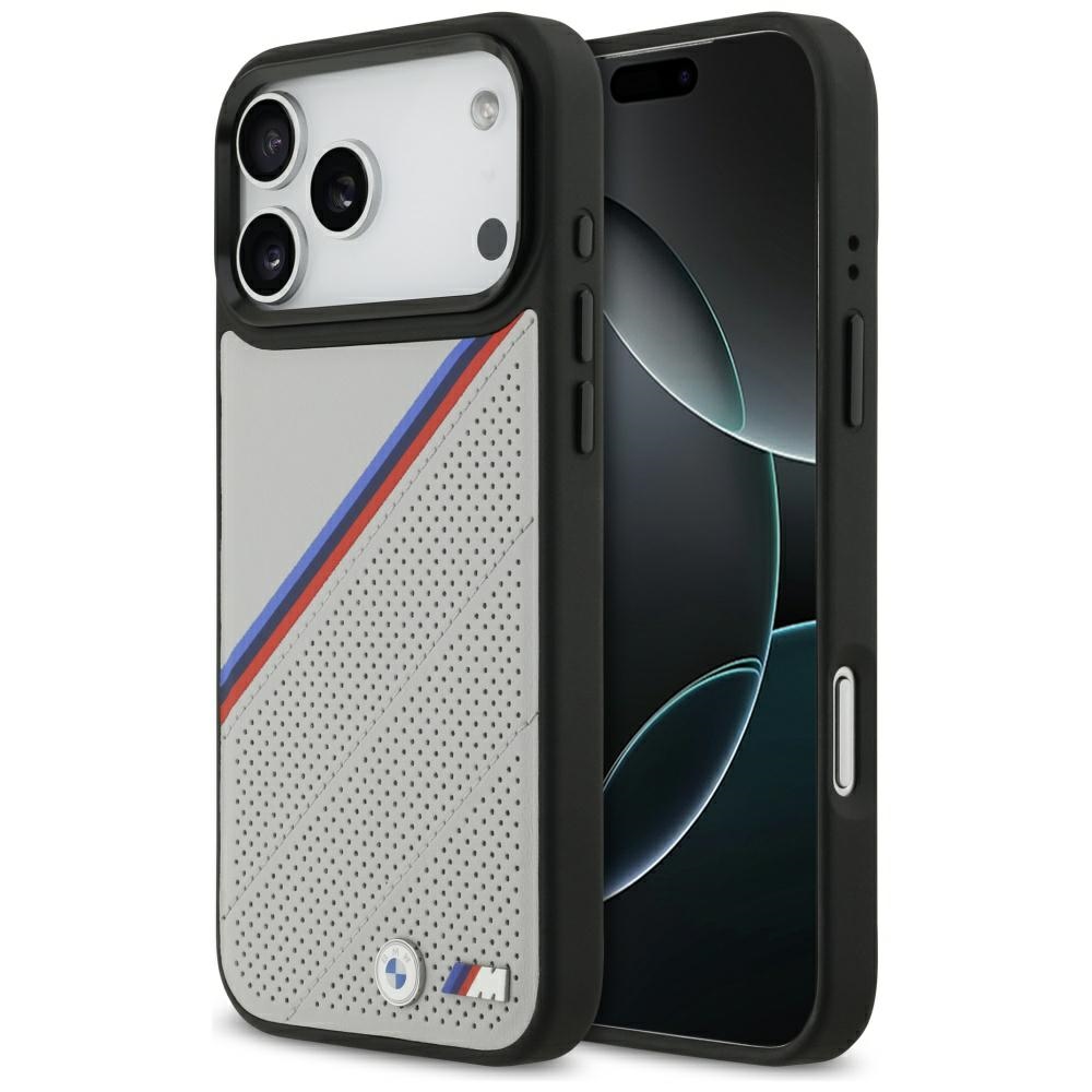 BMW M Tricolor Metal Logo MagSafe Suojakuori iPhone 17 Pro Max:lle - Harmaa
