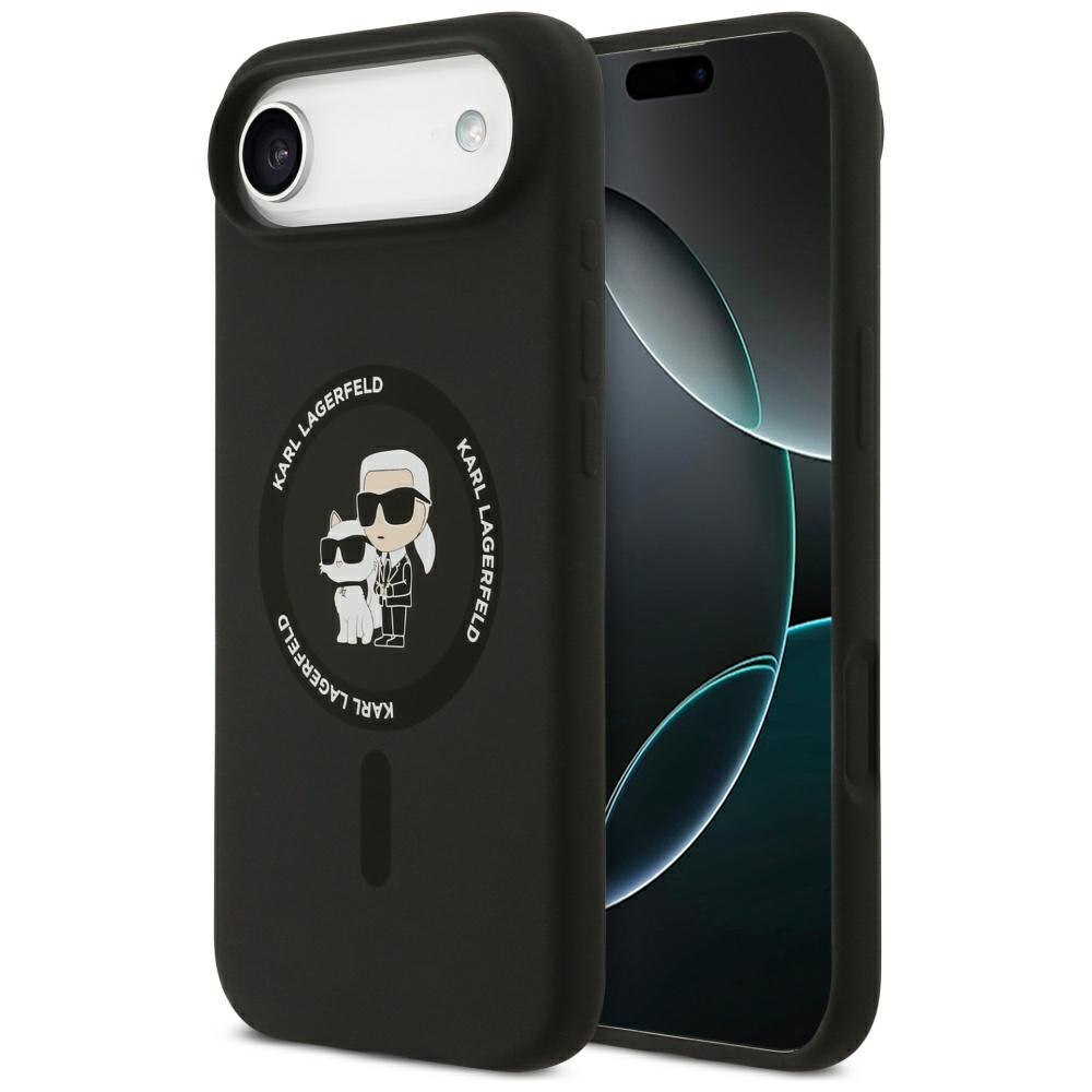 Karl Lagerfeld Silikoninen Karl&Choupette Ring MagSafe Suojakuori iPhone 17 Air:lle - Musta