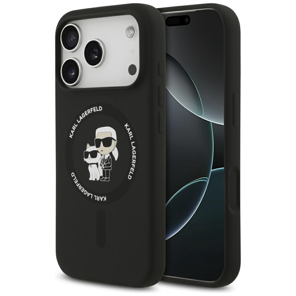 Case Karl Lagerfeld Liquid Silicone Karl and Choupette MagSafe Apple iPhone 17 Pro Max black