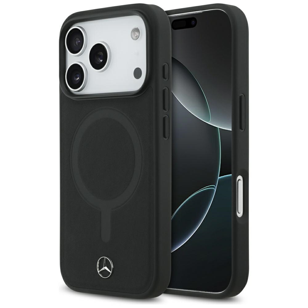 Mercedes Plain Smooth Nahkainen MagSafe Suojakuori iPhone 17 Pro:lle - Musta