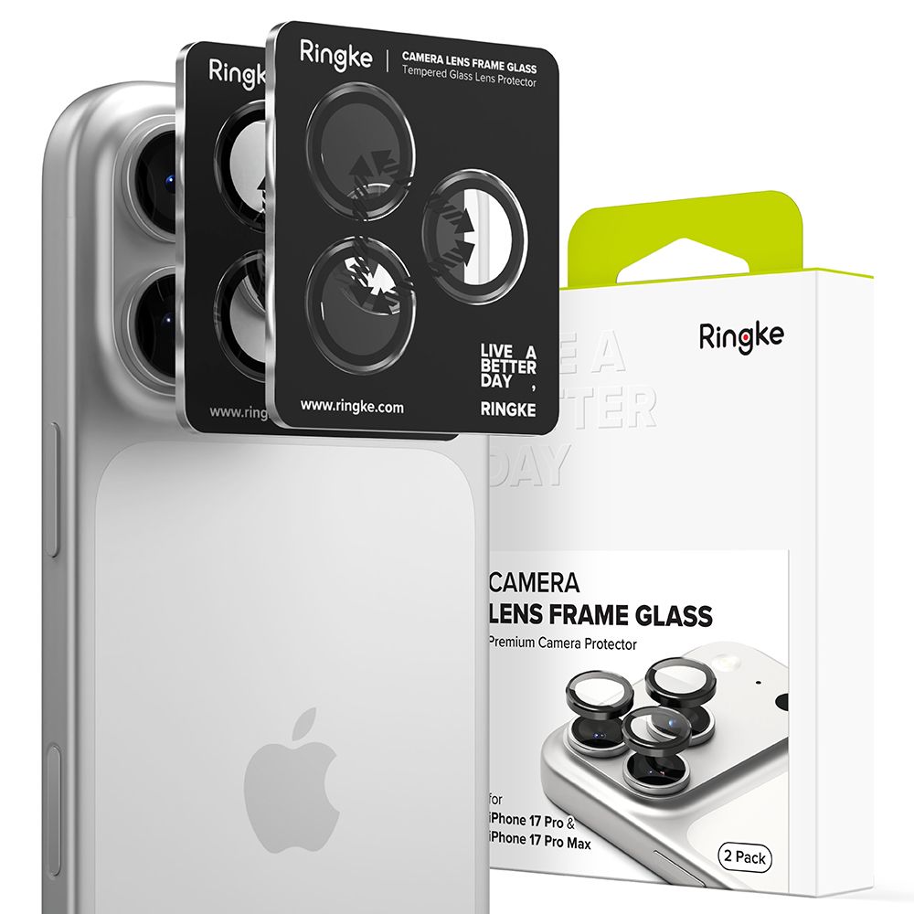 Ringke Camera Frame Näytönsuoja 2-pakkaus iPhone 17 Pro / 17 Pro Max:lle - Musta