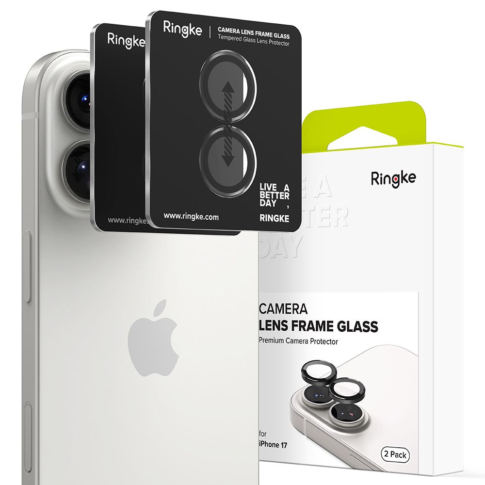 Ringke Camera Frame Näytönsuoja 2-pakkaus iPhone 17:lle - Musta