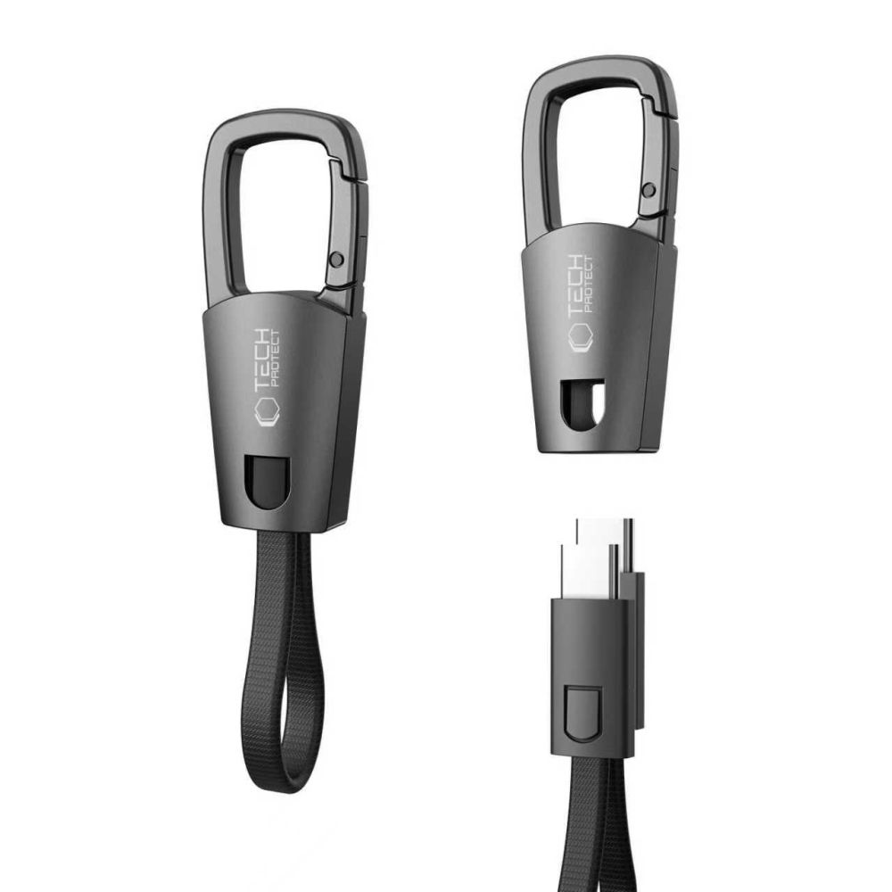 Tech-Protect Ultraboost DNA avaimenperällinen kaapeli USB-C PD 60W / 3A - harmaa