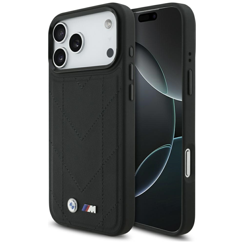 BMW M Quilted Logo MagSafe Suojakuori iPhone 17 Pro Max:lle - Musta