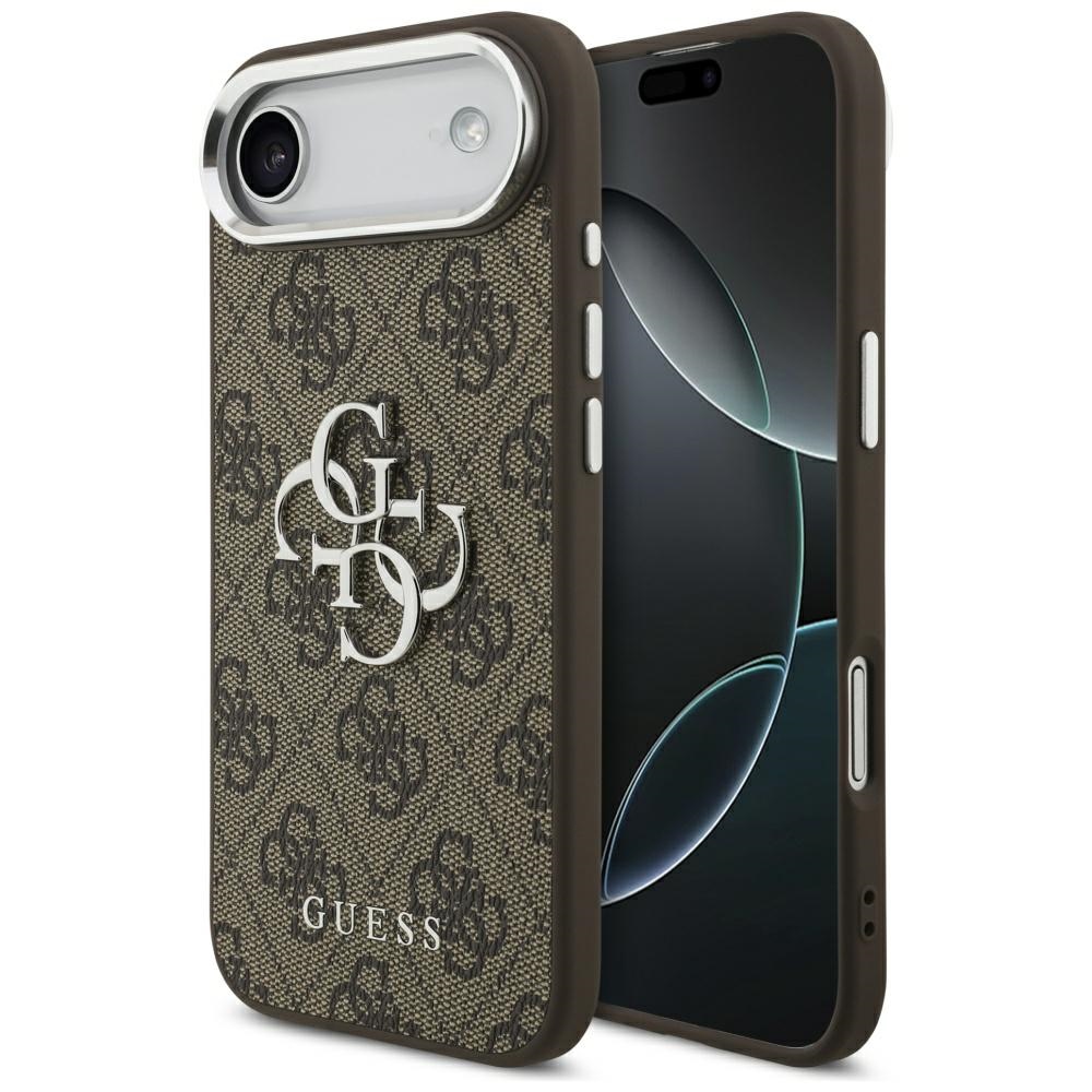 GUESS suojakuori iPhone 17 Air GUHCP17MP4G4SMCW (4G PU-nahkakuori isolla 4G- ja Classic-logolla sekä hopeisella metallikameran kehyksellä) ruskea