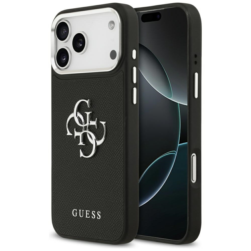 Guess Grained Big 4G Classic Logo Suojakuori iPhone 17 Pro Max:lle - Musta