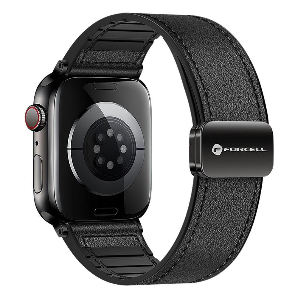 Hihna Apple Watch:lle Forcell F-Design FA21 magneettinen ekologinen nahka 42 / 44 / 45 / 49 mm musta