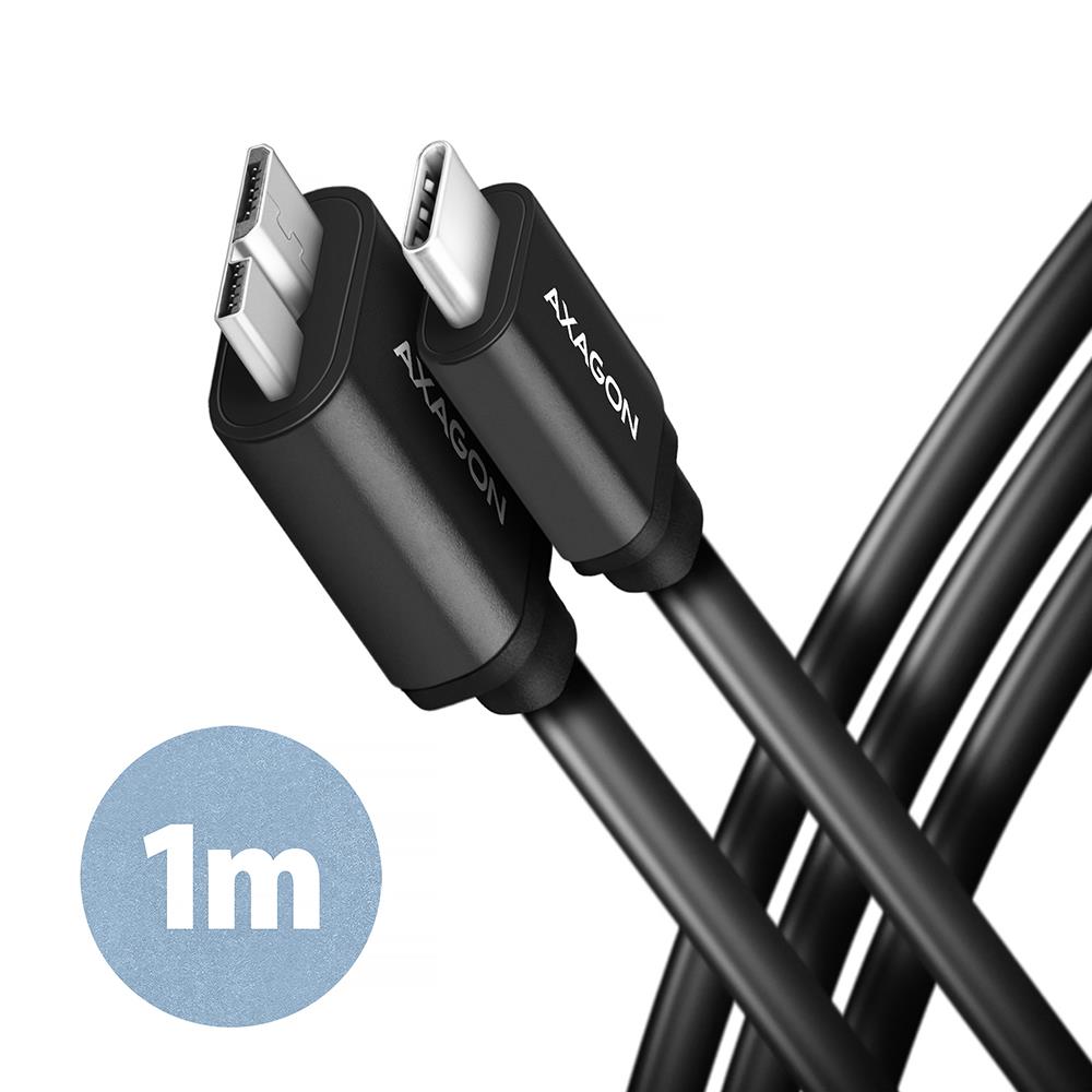 USB-C – Micro-B -kaapeli 1 m / Speed musta BUMM3-CM10AB AXAGON