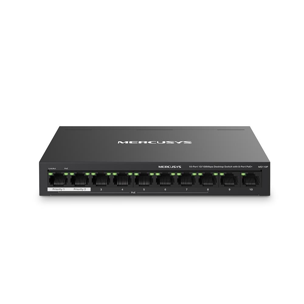 Mercusys MS110P pöytäkytkin 10x10/100Base-TX 8 PoE+-porttia