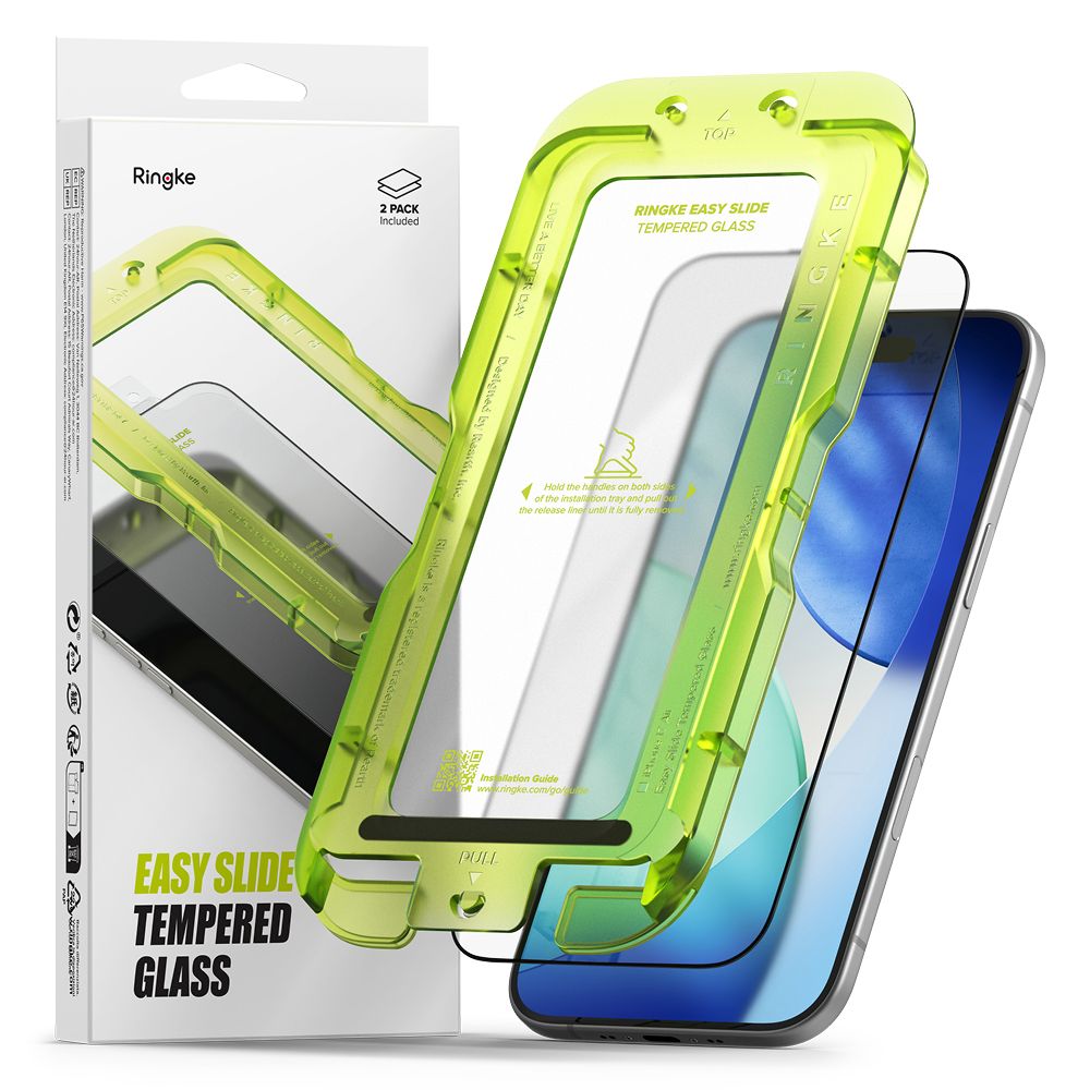 Ringke Easy Slide 2-pack Karkaistu Lasi iPhone 17 Air:lle - Musta
