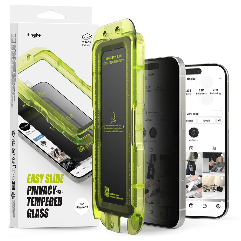 Ringke Easy Slide 2 kpl yksityisyyslasi iPhone 17 - musta