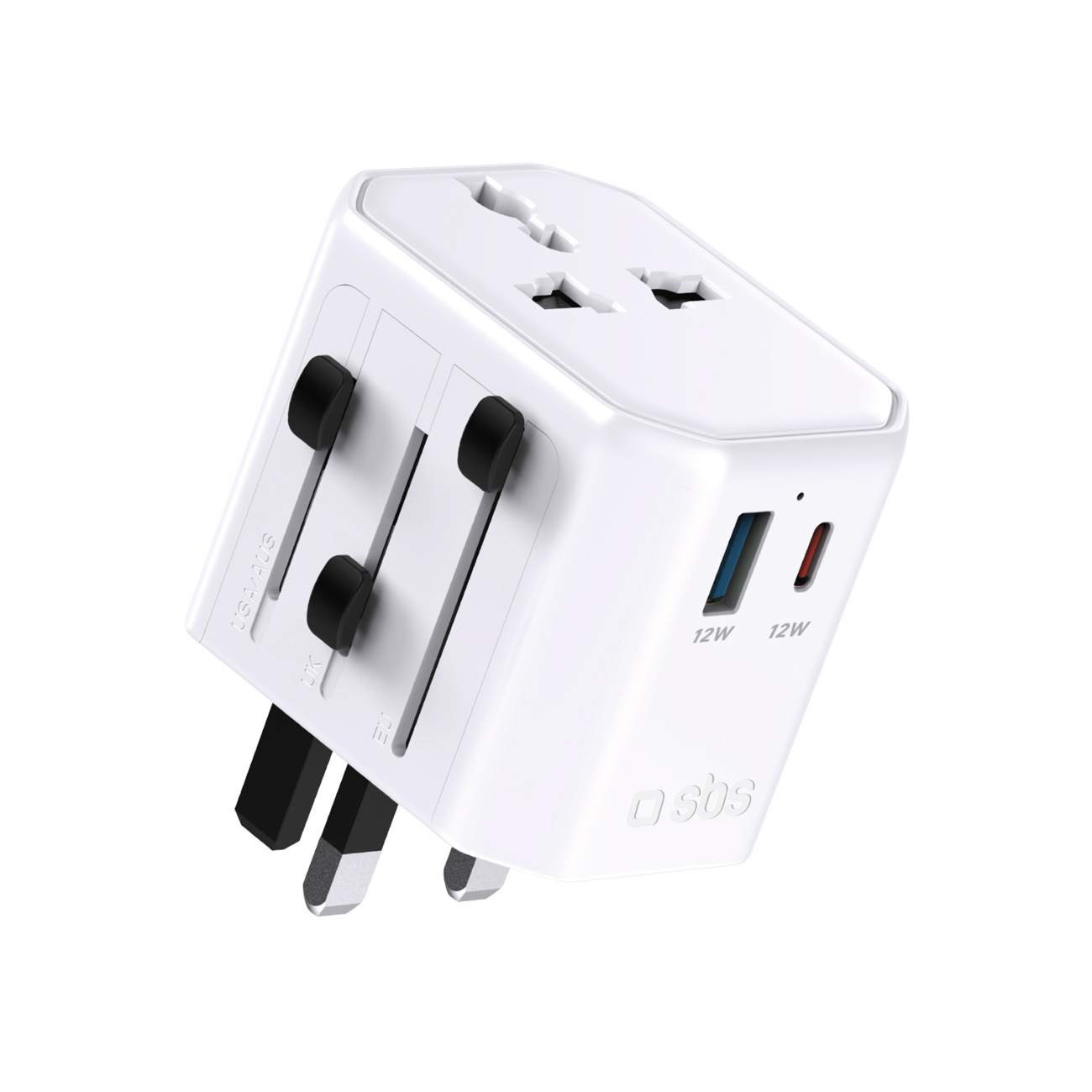 SBS TEADAPTUSBTCUNI USB-C USB-A Universaali Matkasovitin - valkoinen