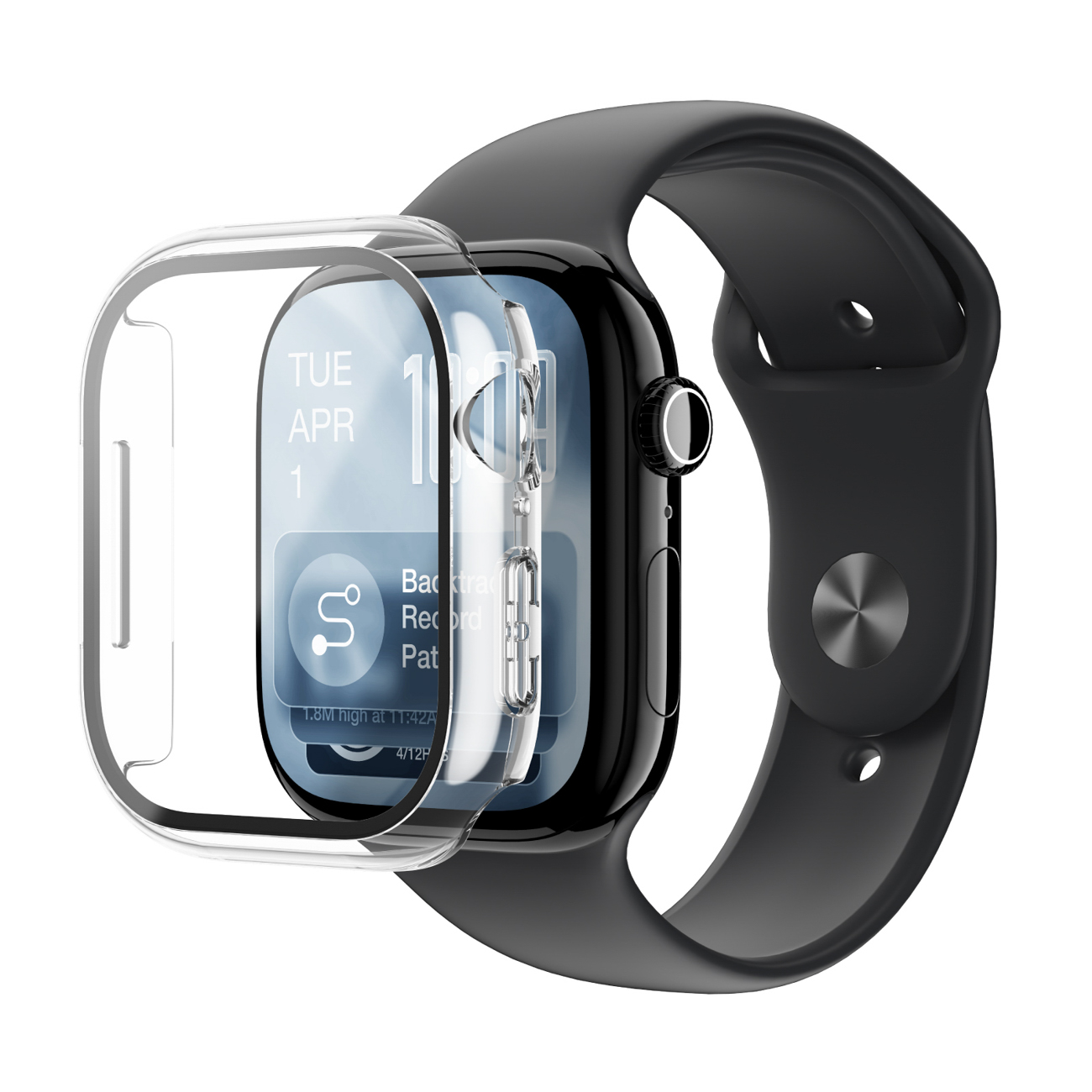 AmazingThing Radix Glass Screen Protector with Case for Apple Watch Series 11 46mm - Clear