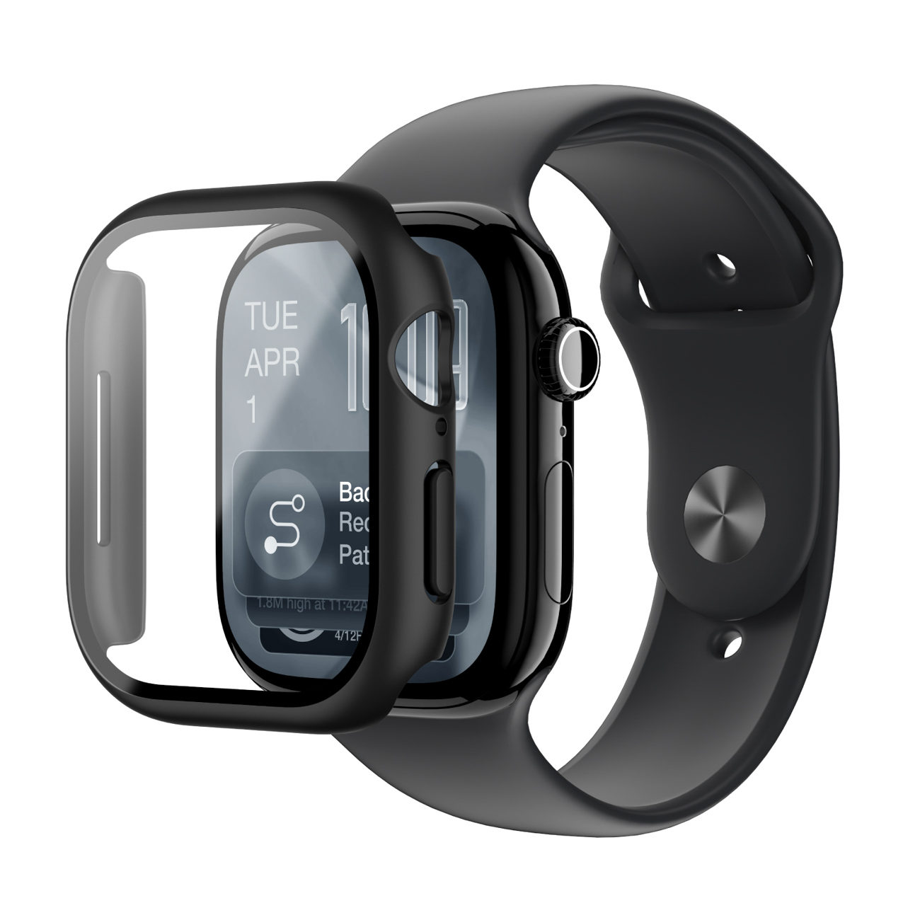 AmazingThing Radix Karkaistu lasi -näytönsuoja kotelolla Apple Watch Series 11 46mm:lle - musta