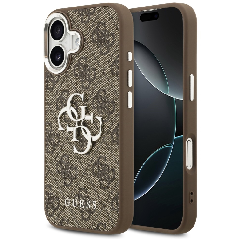 Guess 4G Big 4G Classic Logo Suojakuori iPhone 17:lle - ruskea ja hopeinen