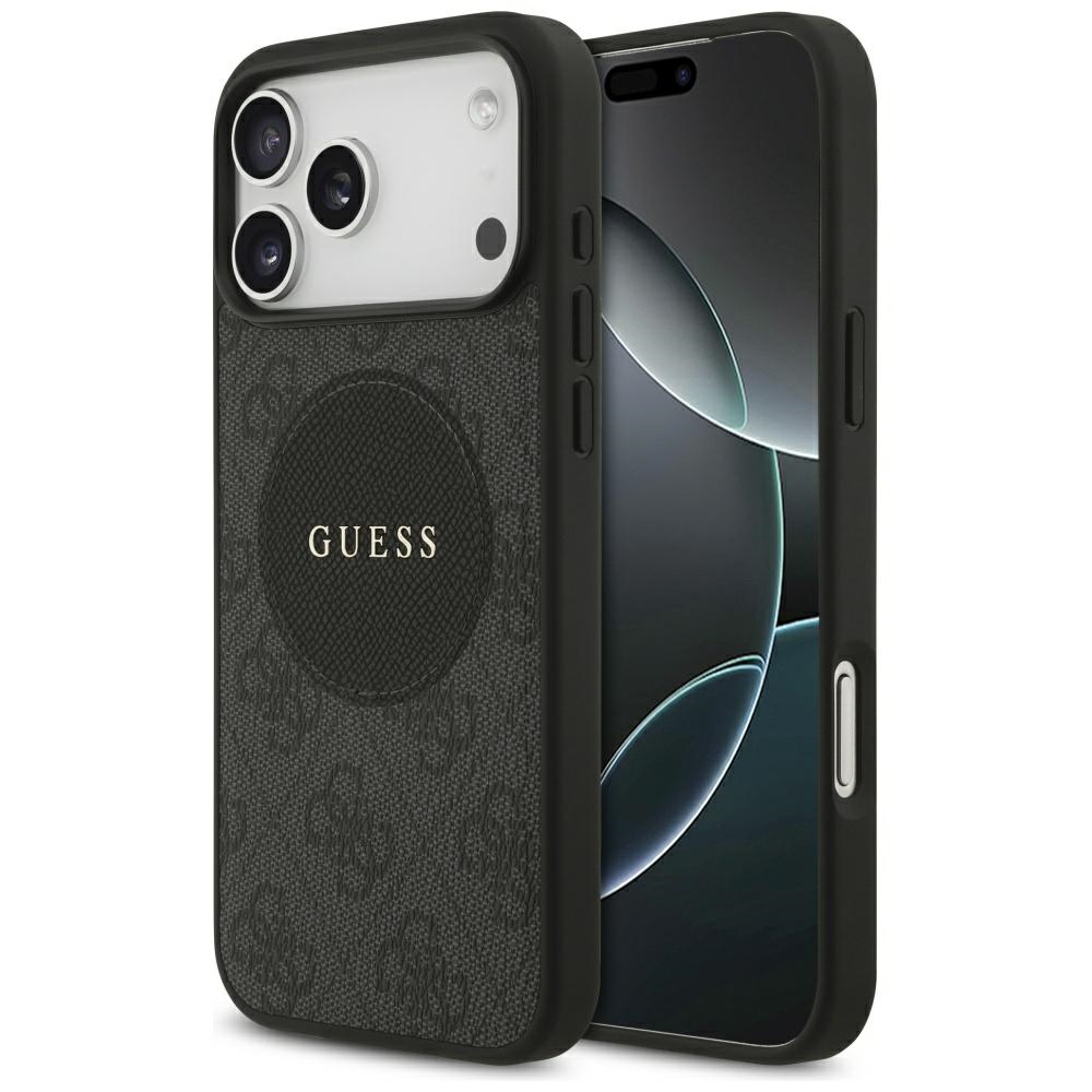 Guess 4G Circle Classic Logo MagSafe Suojakuori iPhone 17 Pro Maxille - musta