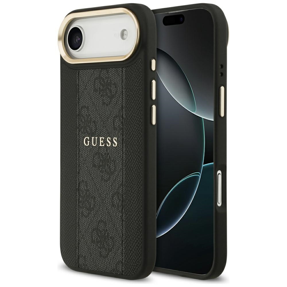 Guess-kuori iPhone 17 Air HC MAGSAFE PU W/ 4G PU STRIPE musta