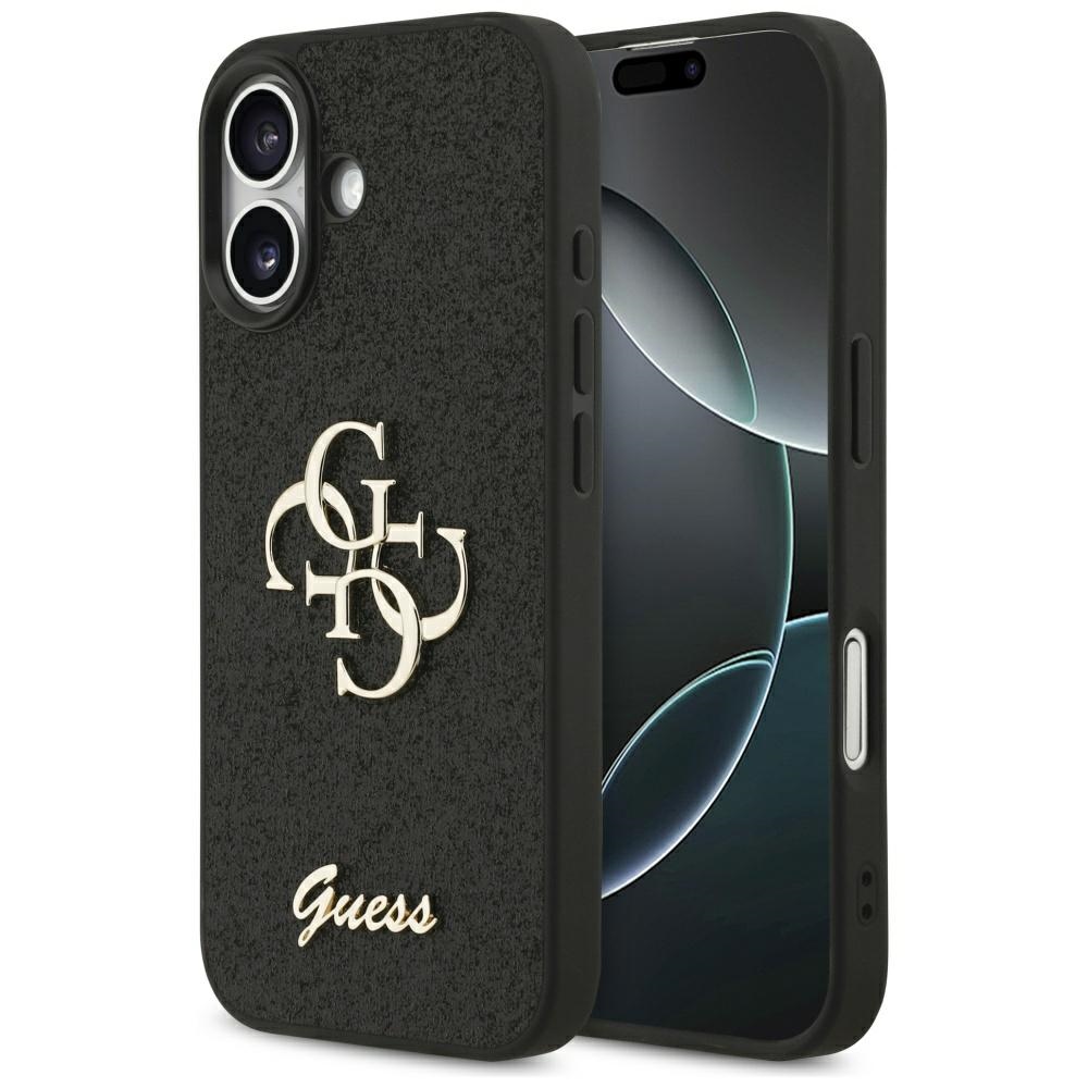 Guess Fixed Glitter Big 4G Suojakuori iPhone 17:lle - musta
