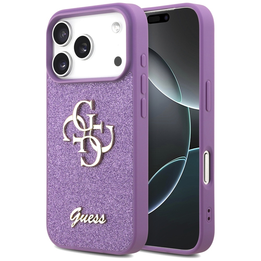 Guess Fixed Glitter Big 4G Suojakuori iPhone 17 Prolle - violetti