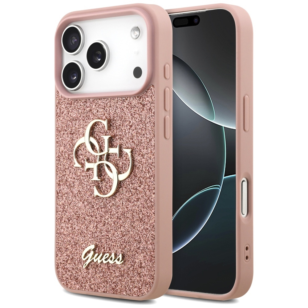 Guess Fixed Glitter Big 4G Suojakuori iPhone 17 Prolle - vaaleanpunainen