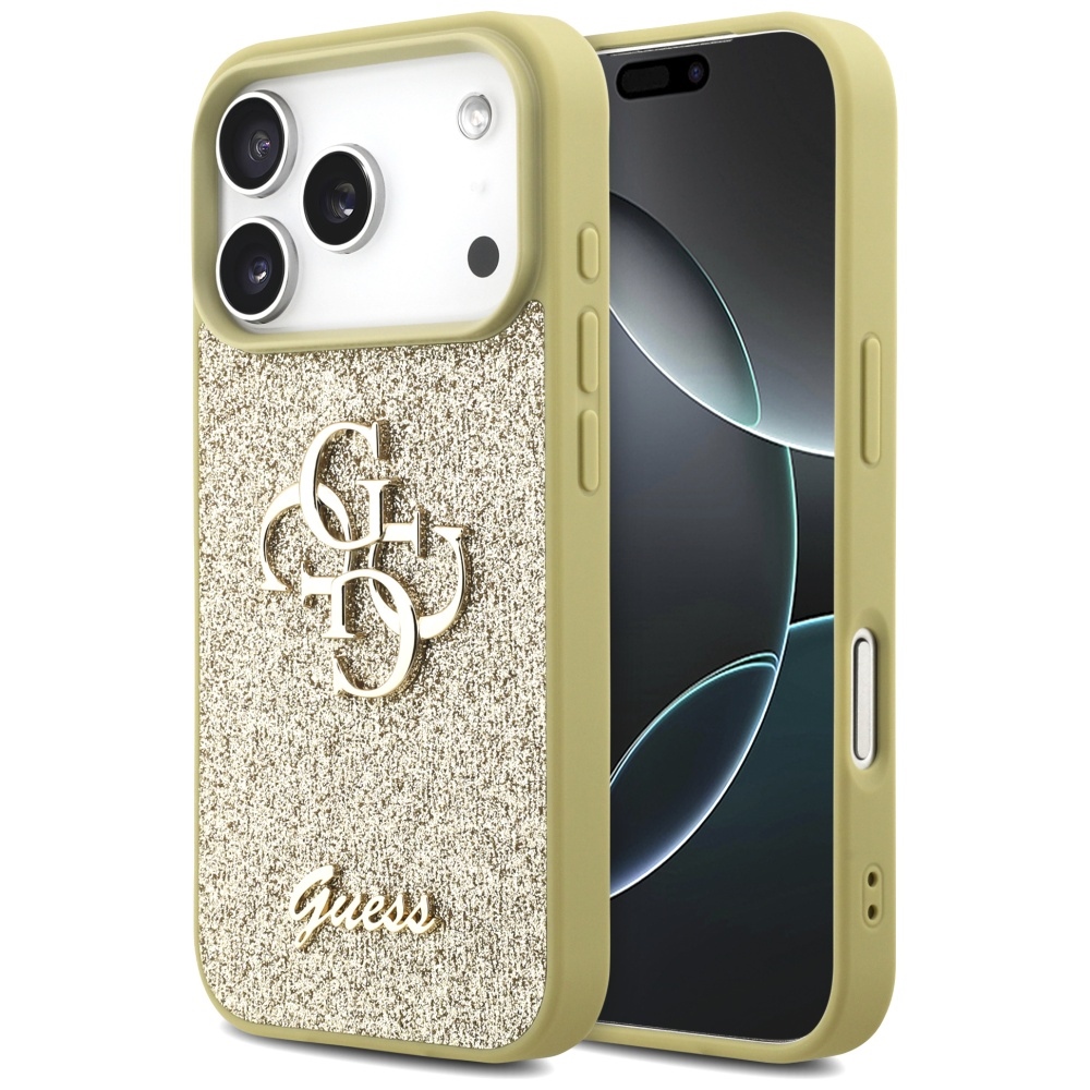 Guess Fixed Glitter Big 4G Suojakuori iPhone 17 Prolle - kultainen