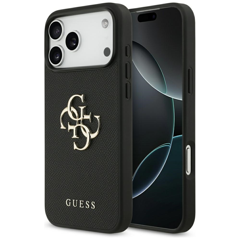 Guess Grained Big 4G & Classic Logo Suojakuori iPhone 17 Pro Maxille - musta