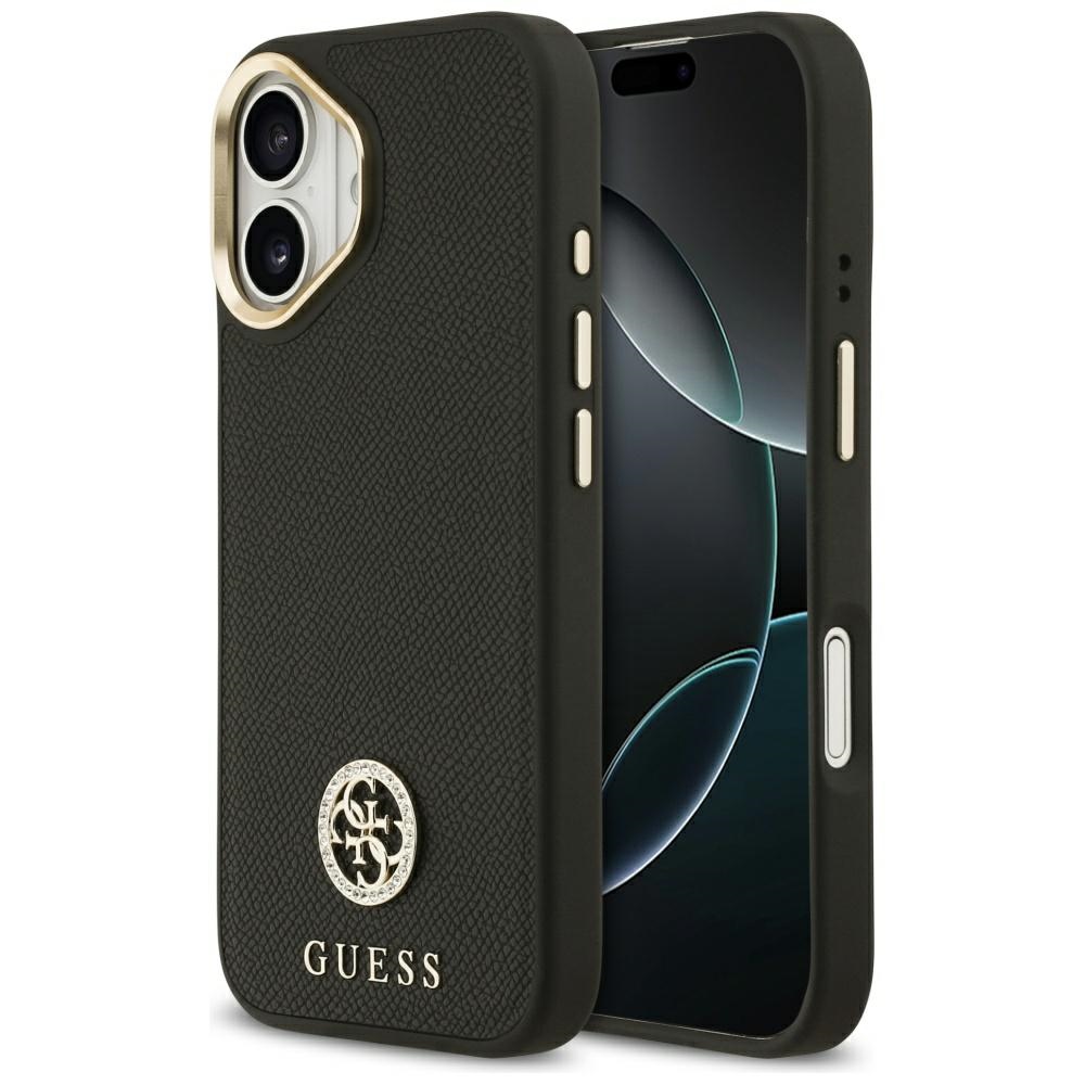 Guess Grained Strass Logo MagSafe Suojakuori iPhone 17:lle - musta
