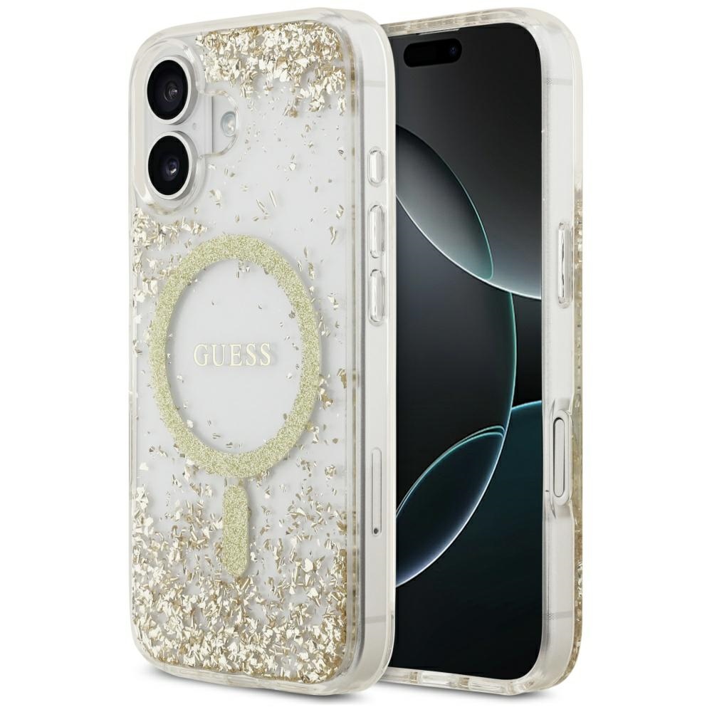 Guess Resin Bottom Glitter MagSafe Suojakuori iPhone 17:lle - kultainen