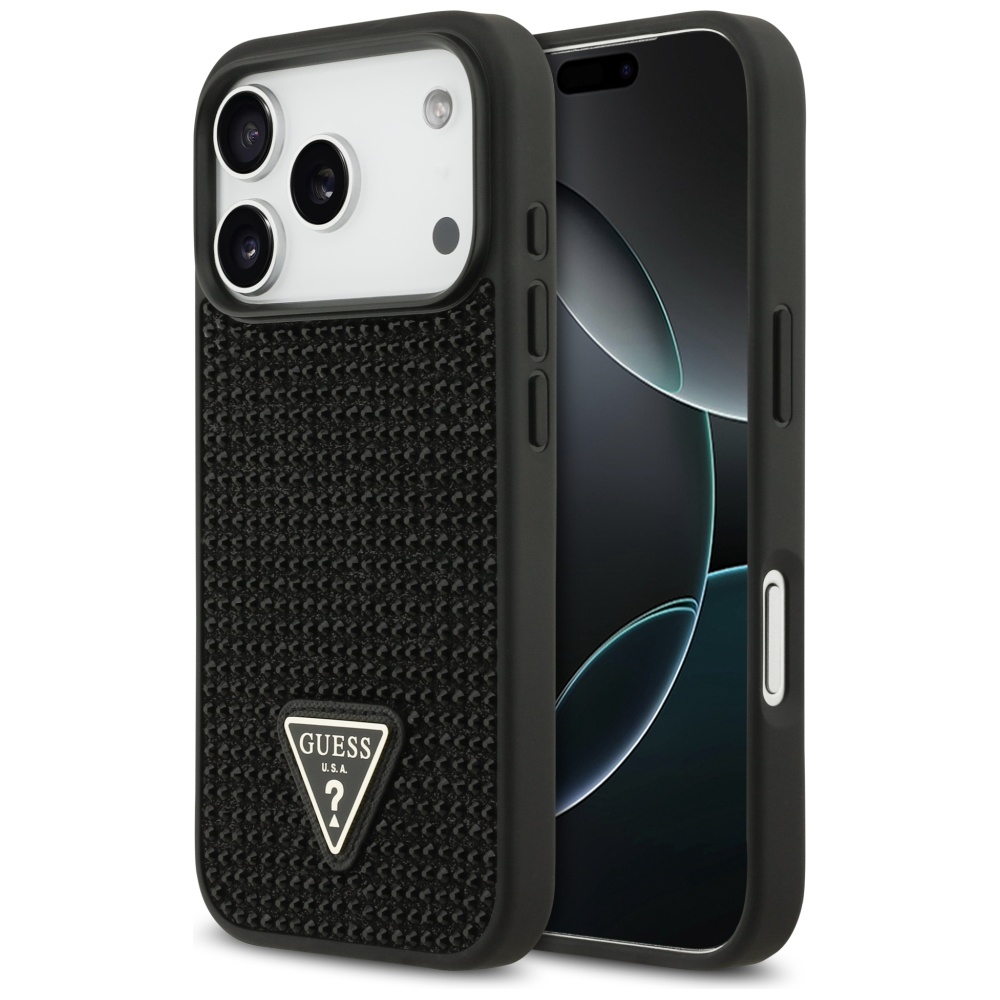 Guess Rhinestone Triangle Logo suojakuori iPhone 17 Pro - musta