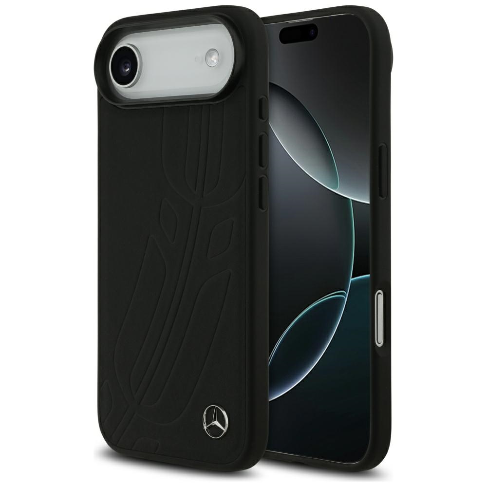 Mercedes Nahkainen Large Laurel Leave MagSafe Suojakuori iPhone Air:lle - musta