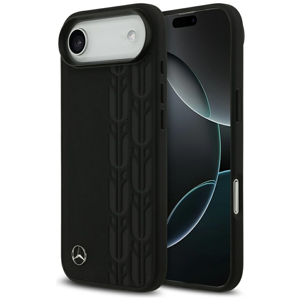 Mercedes Nahkainen Laurel Leaves MagSafe Suojakuori iPhone Air:lle - musta