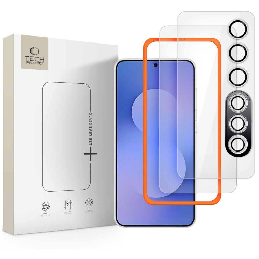 Tech-Protect Easy Set+ 3-pack tempered glass for Samsung Galaxy S25 FE - transparent