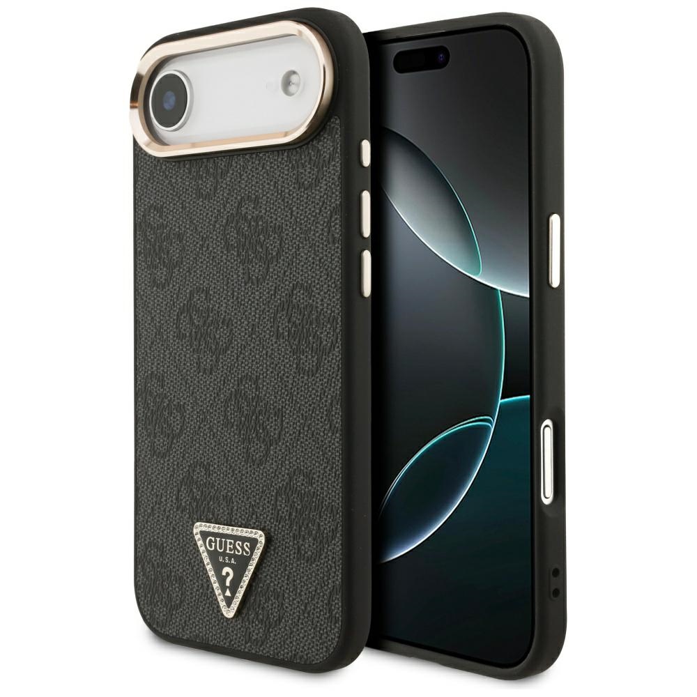 GUESS suojakuori iPhone 17 Air MagSafe-yhteensopiva GUHMP17MP4GTDGMK (4G PU W/ Triangle Logo) kultainen ja musta