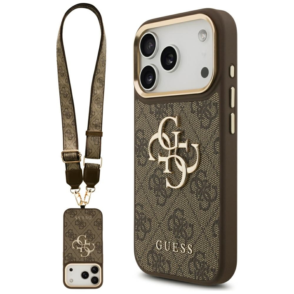 Guess 4G Big 4G Classic Logo Big Strap Metal Buttons -suojakuori iPhone 17 Pro - ruskea