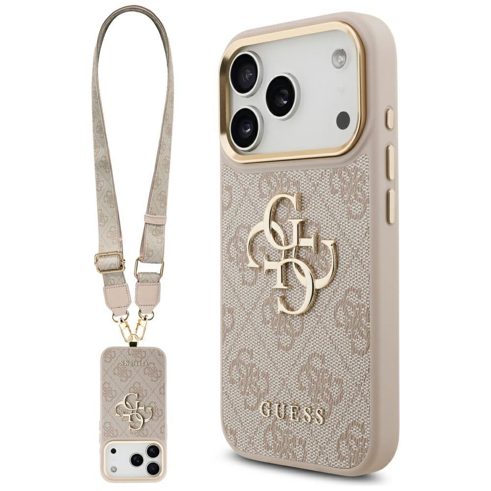 Guess 4G Big 4G Classic Logo Big Strap Metal Buttons -suojakuori iPhone 17 Pro - pinkki
