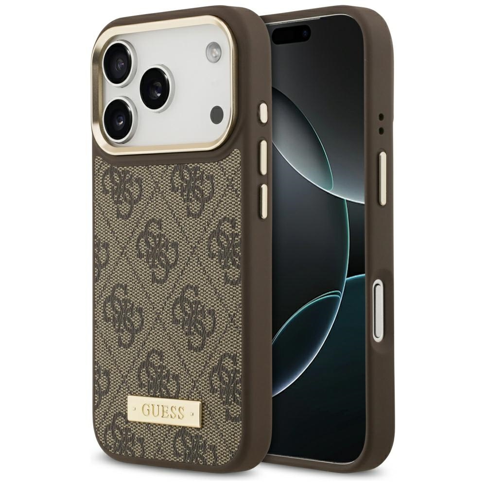Guess 4G Logo Plate MagSafe suojakuori iPhone 17 Pro - ruskea