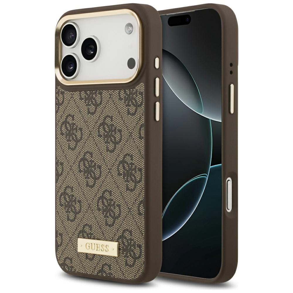 Guess 4G Logo Plate MagSafe suojakuori iPhone 17 Pro Max - ruskea