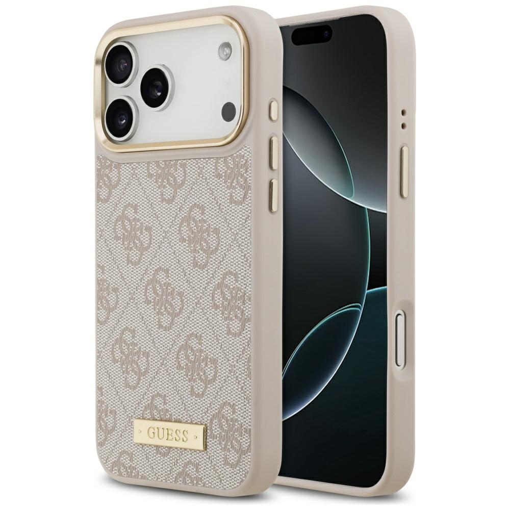 Guess 4G Logo Plate MagSafe suojakuori iPhone 17 Pro Max - pinkki