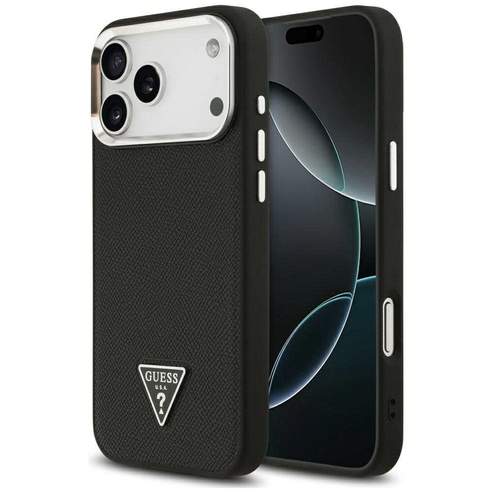 Guess Grained Triangle Logo MagSafe -suojakuori iPhone 17 Pro Max - musta