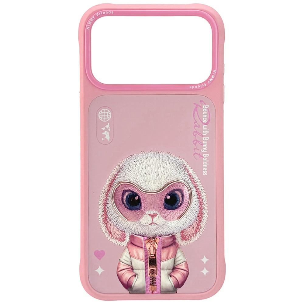 Nimmy Cool&Cute 2.0 Rabbit Suojakuori iPhone 17 Pro:lle - Vaaleanpunainen