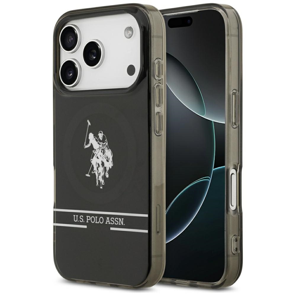 US Polo DH and Bottom Stripe Logo MagSafe Suojakuori iPhone 17 Pro:lle - Musta