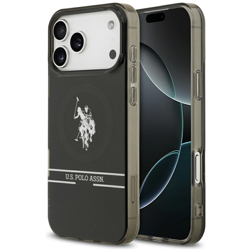 US Polo DH and Bottom Stripe Logo MagSafe Suojakuori iPhone 17 Pro Max:lle - Musta