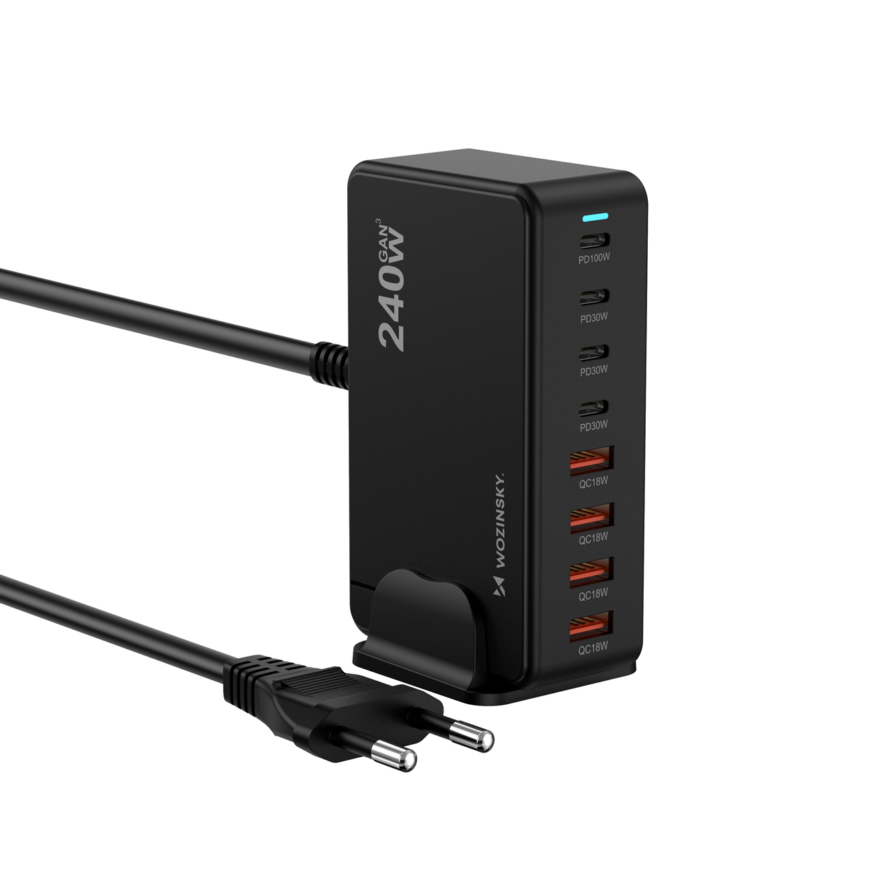 Wozinsky WSL-240 GaN QC3 Charging Station - 200W - Black