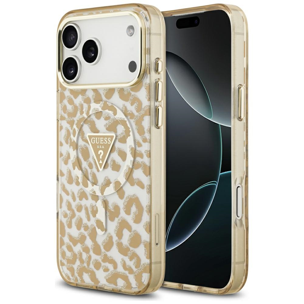 Guess Leopard Glitter MagSafe -kuori iPhone 17 Pro Max - ruskea
